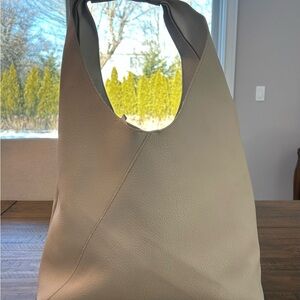 Banana Republic Vegan Leather Slouchy Tote in the Color Bone